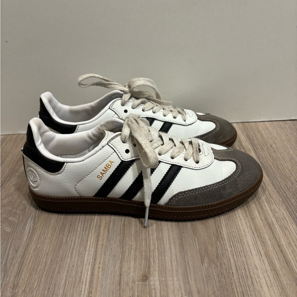 Adidas Samba Vegan Low White Gum Brown Black Gray Leather Men'sSize 5 Women 6